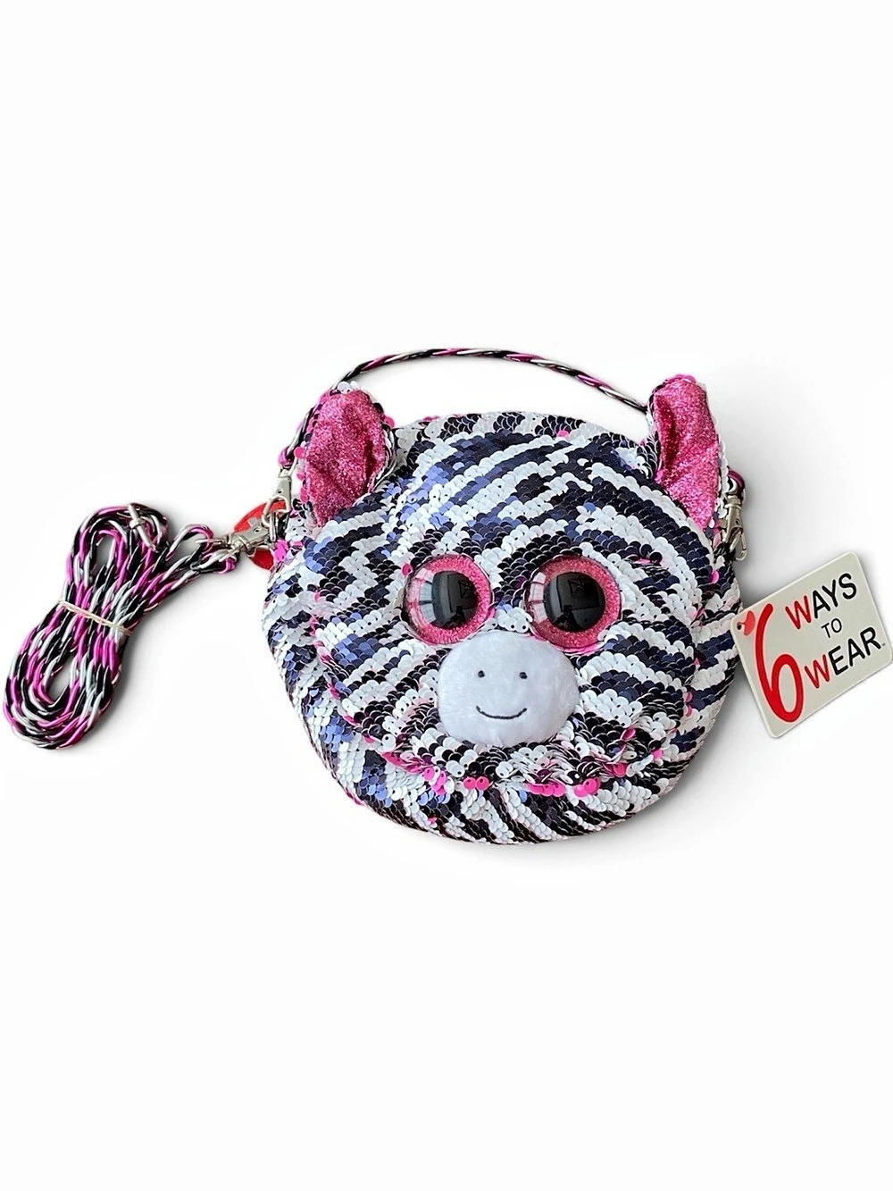 ty Zoey the Zebra Fashion Purse Sequin Cat Crossbody Bag